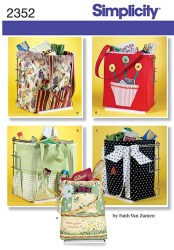 2352 SIMPLICITY  5 HANDLED CONTRAST SHOPPING BAGS ONE SIZE PATTERN